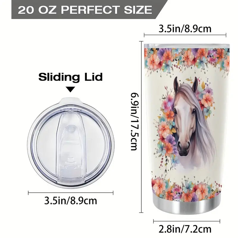 20 oz Cup Stainless Steel  Horse Print Tumbler