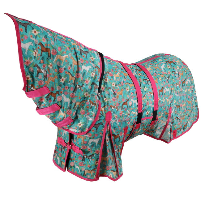 Showman Pasture Posies Mesh Fly Sheet with Neck Cover