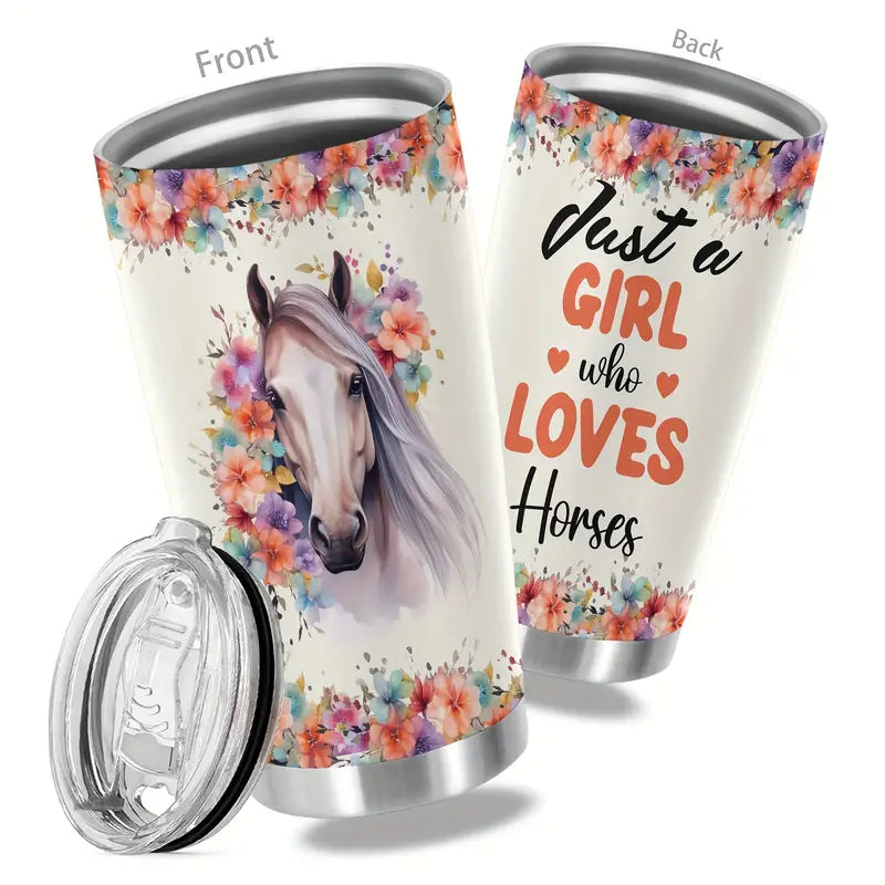 20 oz Cup Stainless Steel  Horse Print Tumbler