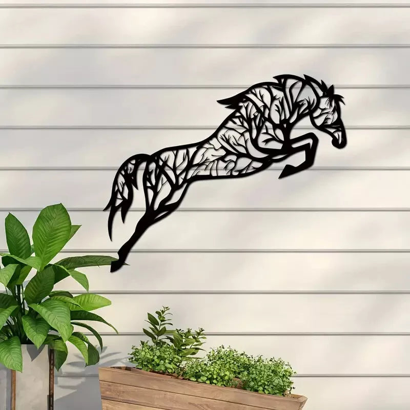 Artistic Metal Jumping Horse Wall Decor 3D Silhouette