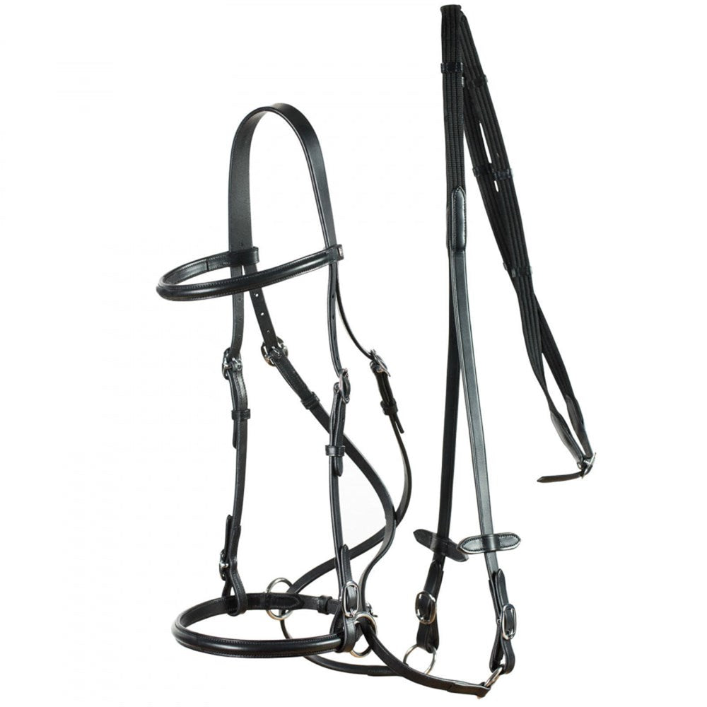 Horze Leather Bitless Bridle With Reins- Black