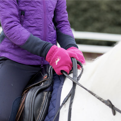 Horze Kids Gloves - Fleece - Deep Coral Pink