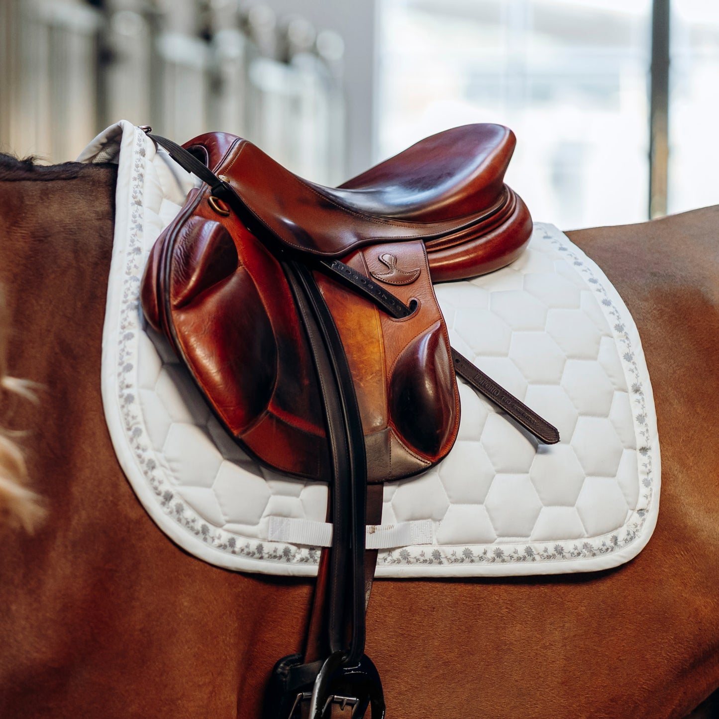 Horze Kaitlin Cooling All Purpose Saddle Pad with Flower Print - White